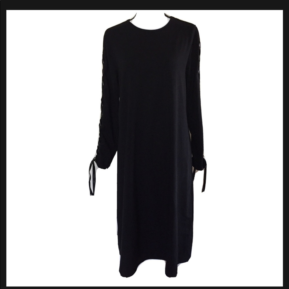 The Hanger Black Lace Up Long Sleeve Shift Size M Dress grunge gothic